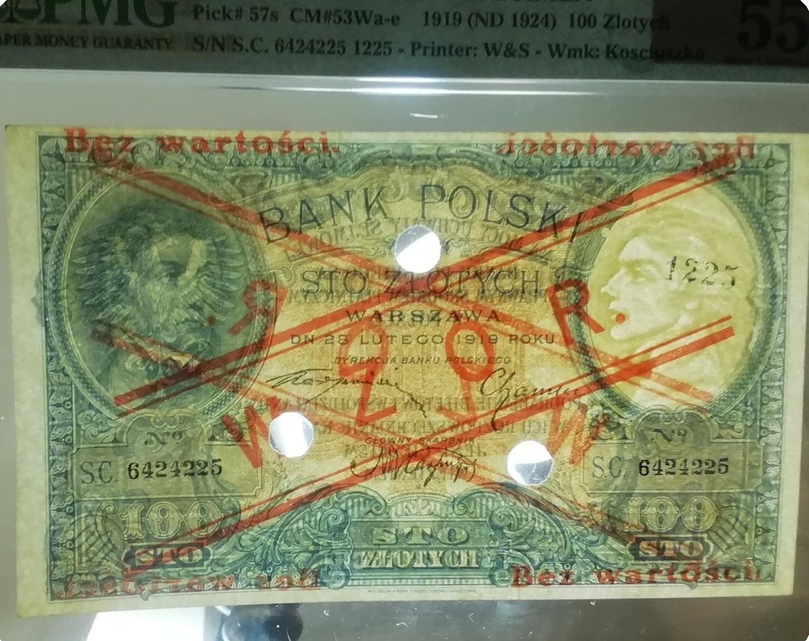 100 zł 1919 rok pmg 55 wzór