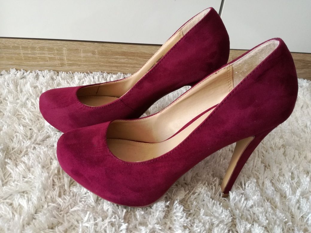 Śliczne bordowe szpilki, czółenka Dorothy Perkins, rozmiar 38