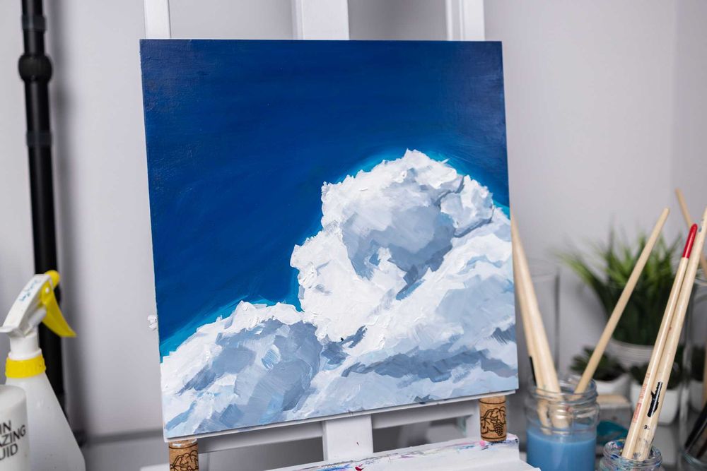 Sale Obraz ręcznie malowany Chmury idealny na prezent 30 x 30 cm