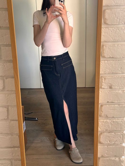Avec Les Filles długa spódnica z dżinsu (denim skirt maxi) rozmiar S