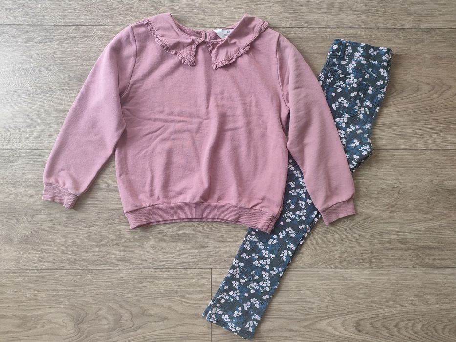 Zestaw H&M bluza + spodnie tregginsy 128/134