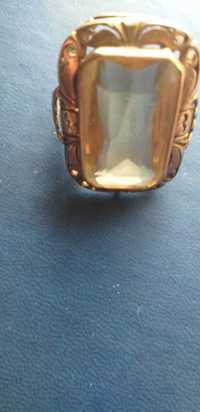 Złoty pierścionek Retro z oczkiem chryzoprast próba 585 13 gram.