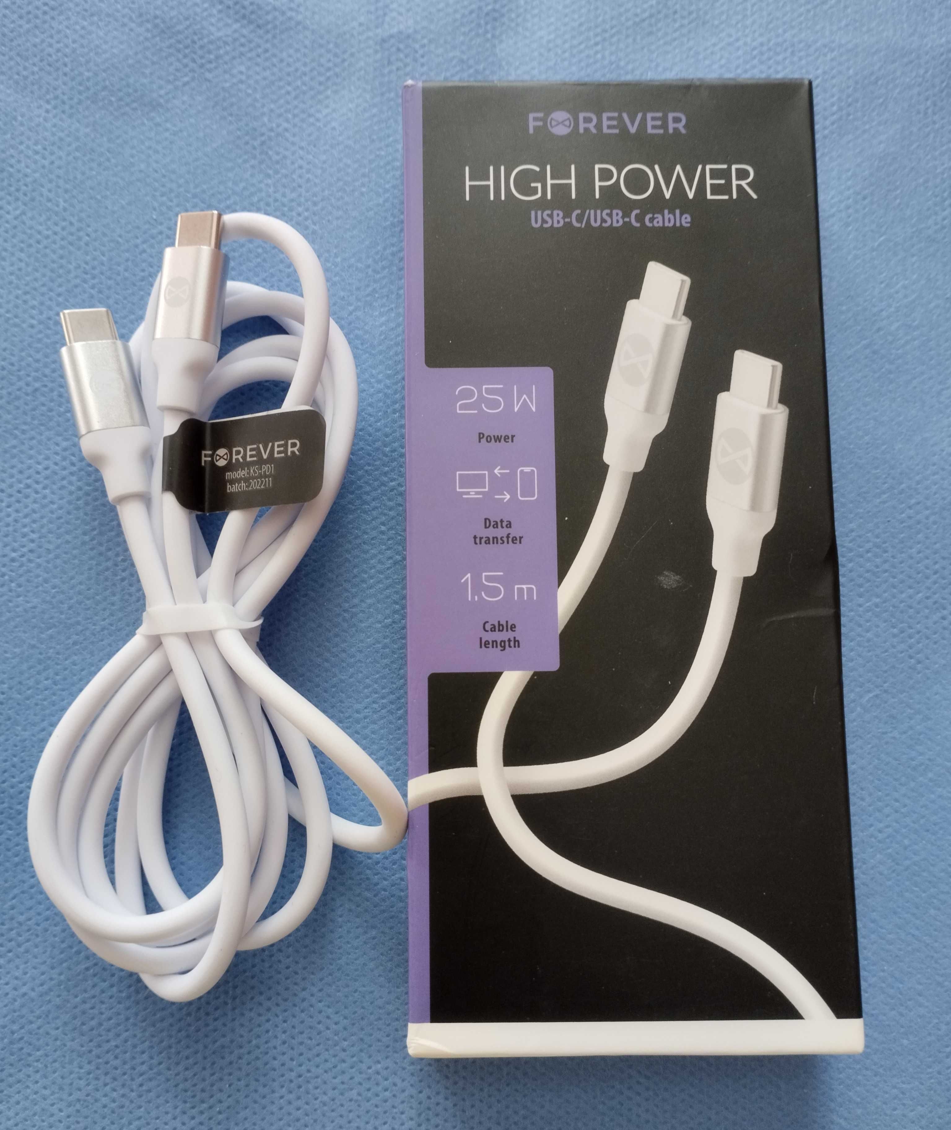 Nowy Kabel Forever HIGH Power USB-C / USB-C   25W  długość 1,5m