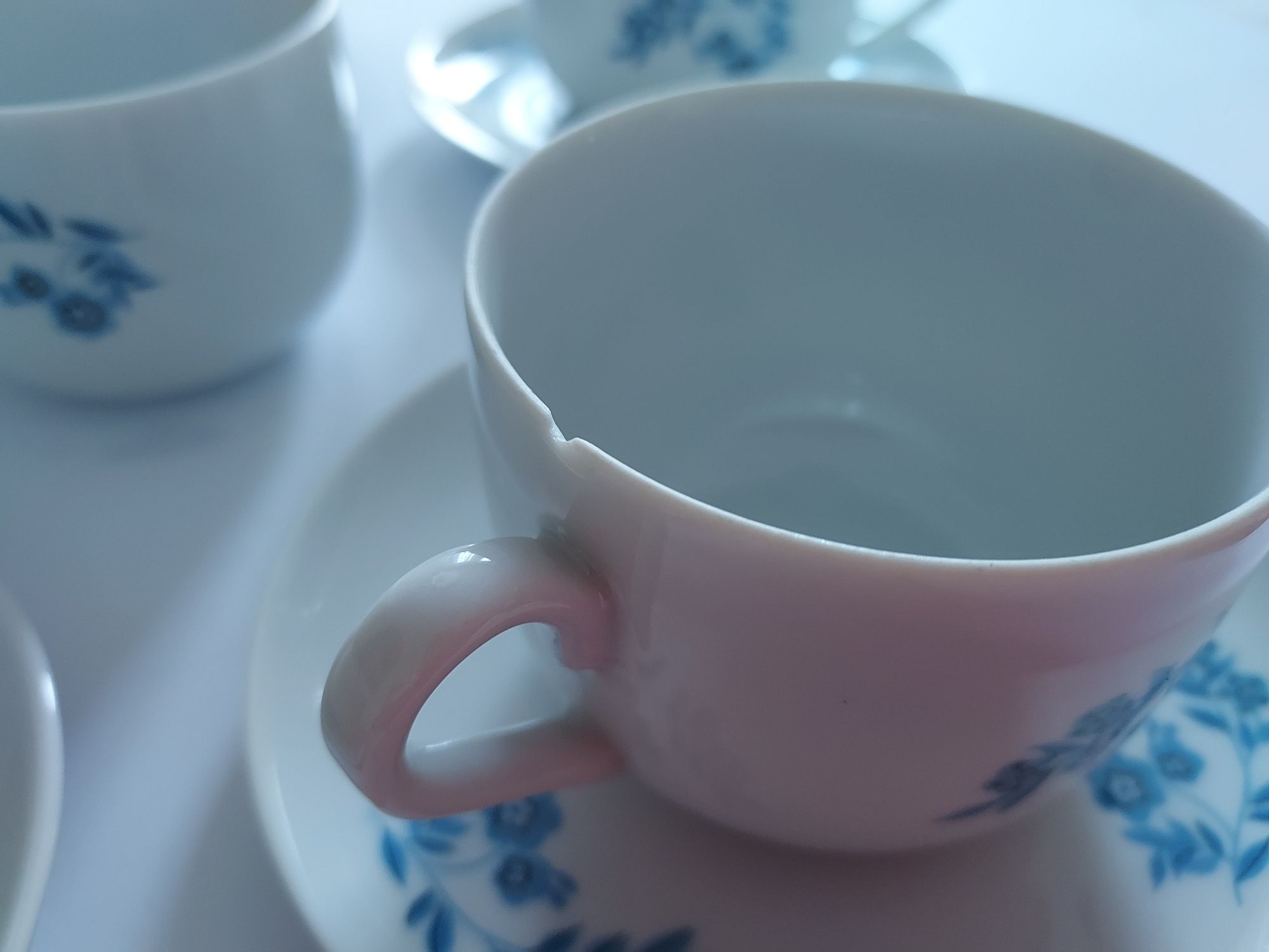 Serwis porcelana Karolina Nora dzbanek filiżanki niebieskie kwiaty