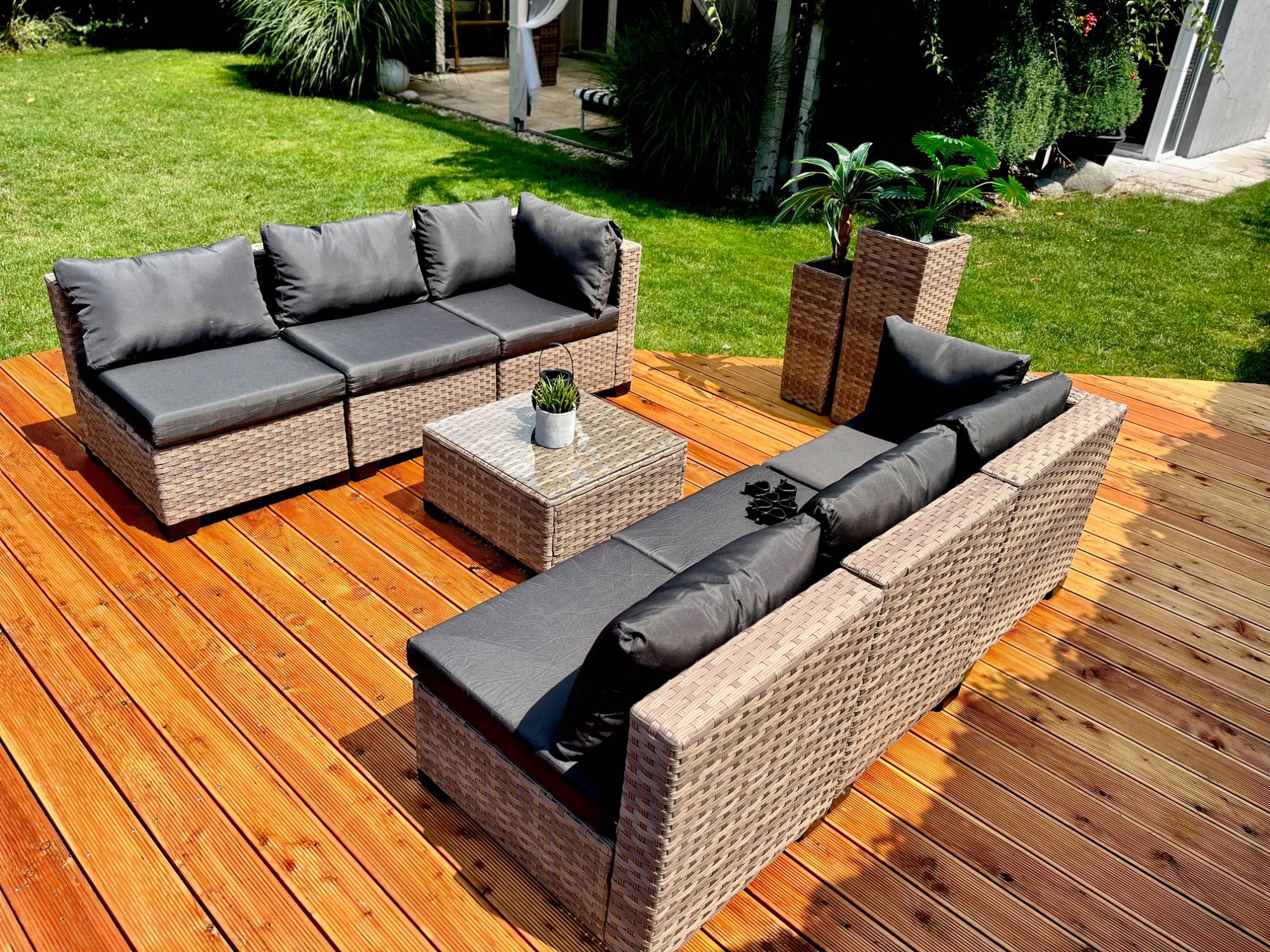 komplet z technorattanu PALERMO XL technorattan brąz mix narożnik sofa