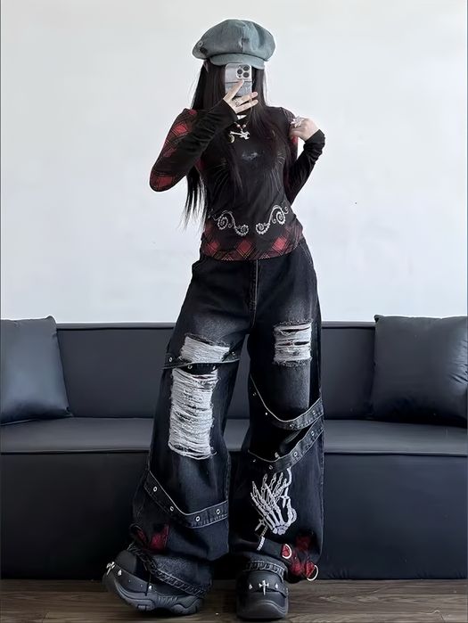 оверсайз джинси/штани, гранж, харадзюку, opium, панк, готика, y2k