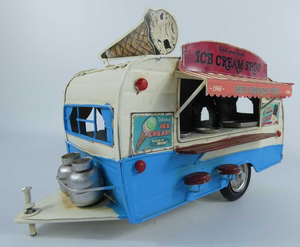 Metalowa retro przyczepa sklep przyczepka ICE CREAM SHOP 31cm