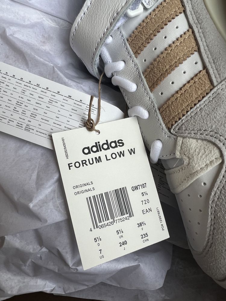 Buty Adidas Forum Low 38 2/3 Beige White Nowe Białobeżowe 38,5 38.5