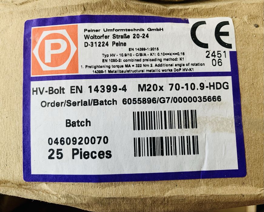 Болти та гайки М12,М20 і М24. Асортимент.