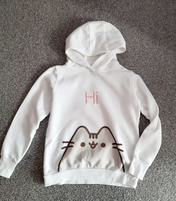 Biala bluza pusheen z kapturem r. 158/164