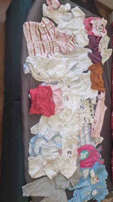 mega paka ubranek dla dziewczynki niechodki pajace 56/62