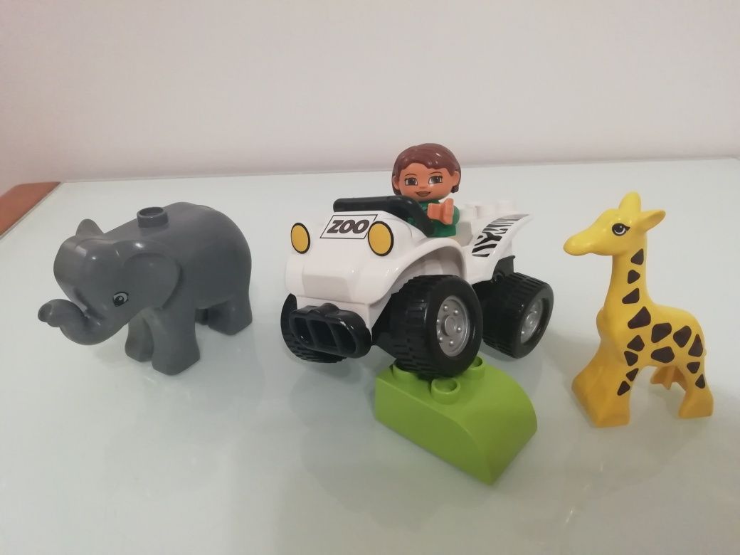 Zestaw Lego Duplo ZOO, safari samochód terenowy jeep słoń żyrafa, kloc