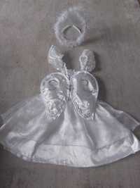 Strój aniołka 86-92 sukienka skrzydełka aureolka