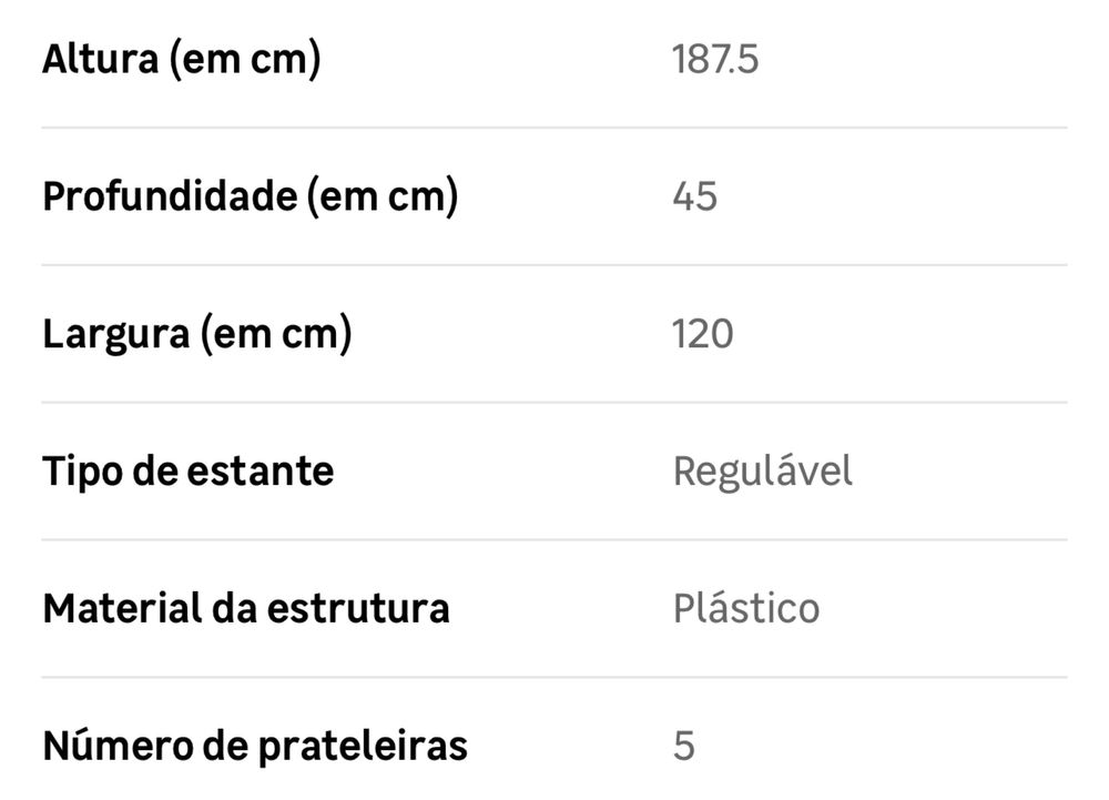 Estante de PVC como nova