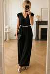 Czarny kombinezon elegancki Mango wiskoza rozmiar XS/S jumpsuit