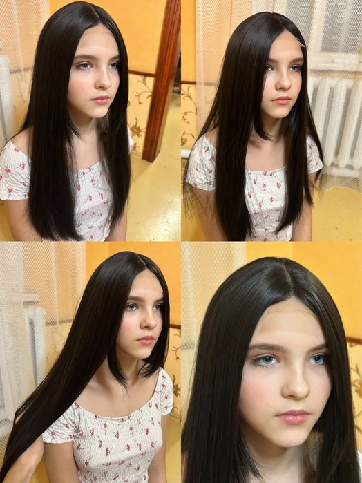 Перука штучна з подовженою чолкою парик исусственный шоколад 60 см