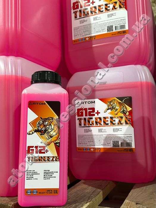 Антифриз Тосол (ready to use) ATOM “TIGREEZE G12+” червоний, 1л
