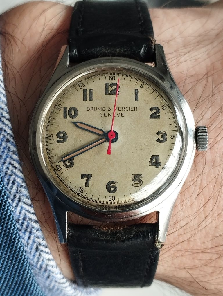 Oryginalny szwajcarski zegarek Baume & Mercier z okresu drugiej wojny