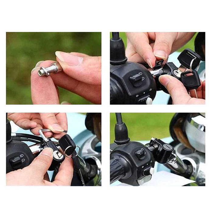 Aloquete duas chaves fixação quadro capacete moto