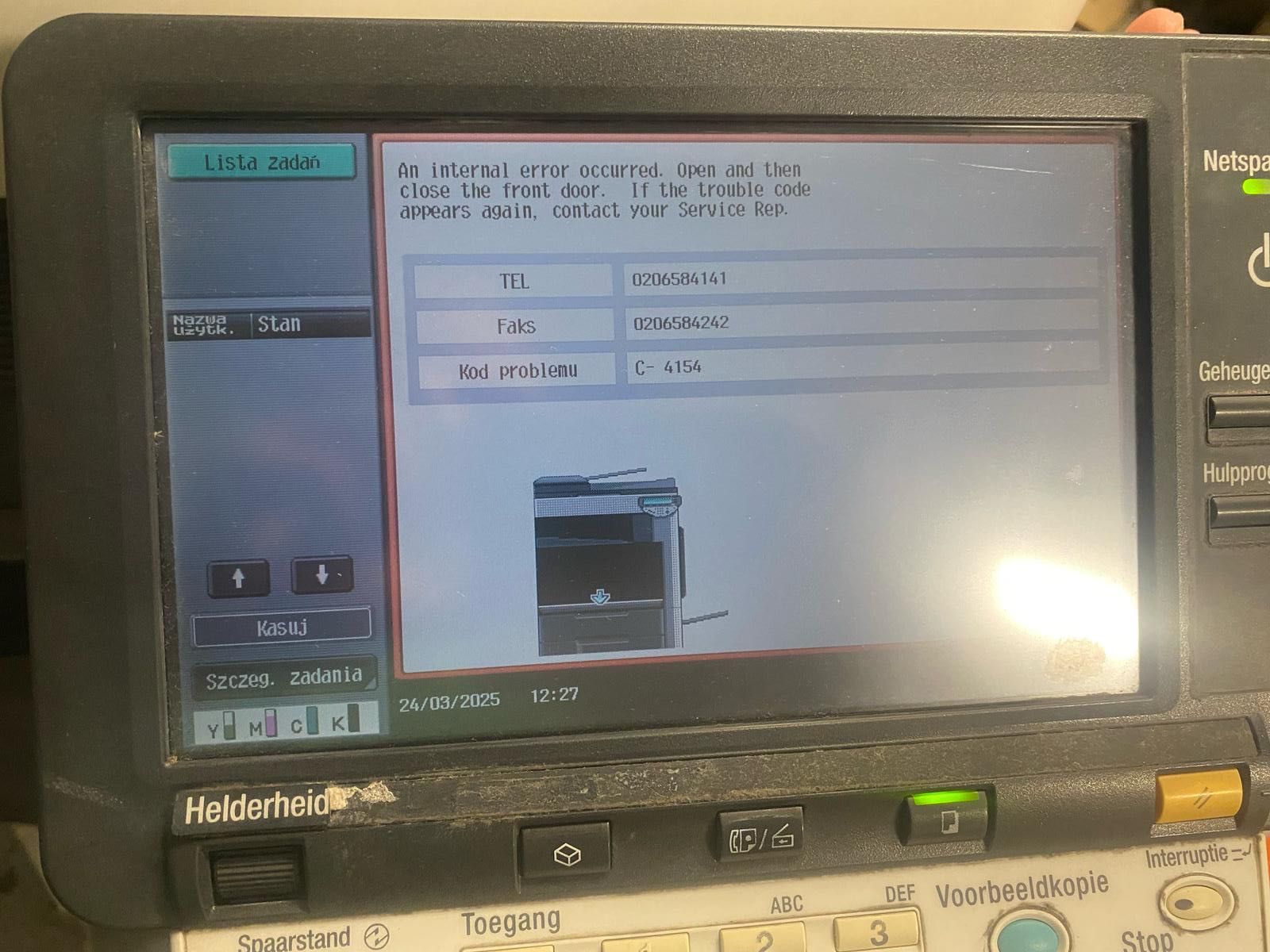 Drukarka Konica Minolta Bizhub C253 - Uszkodzona