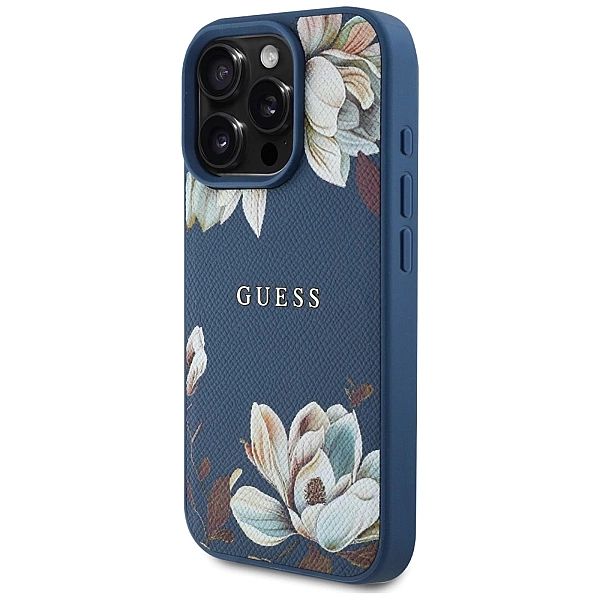 Etui Guess Grained Printed Flower Pattern MagSafe do iPhone 16 Pro nie