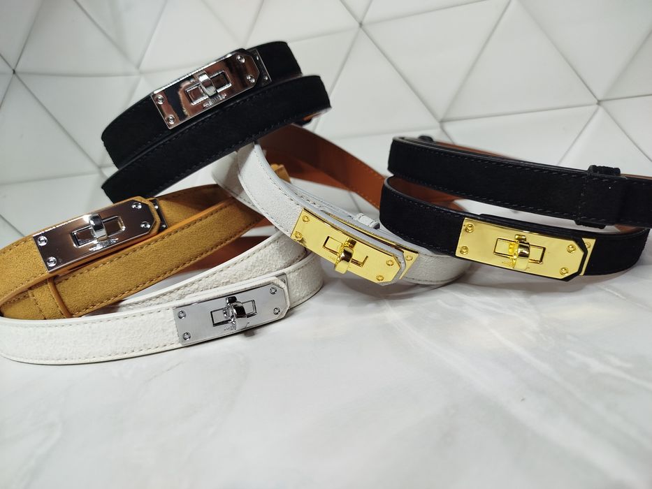 Тонкий жіночий ремінь ермес, модний шкіряний ремінь 2 см