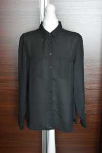 Nowa czarna klasyczna koszula szyfonowa z kieszeniami Terranova