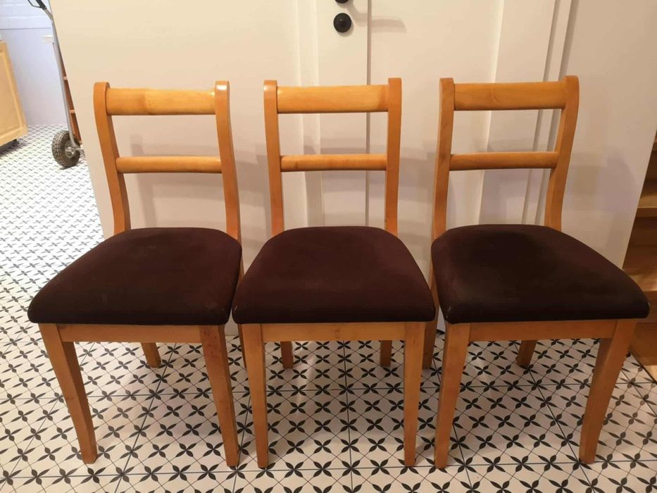 Krzesła drewniane z obiciem 3szt