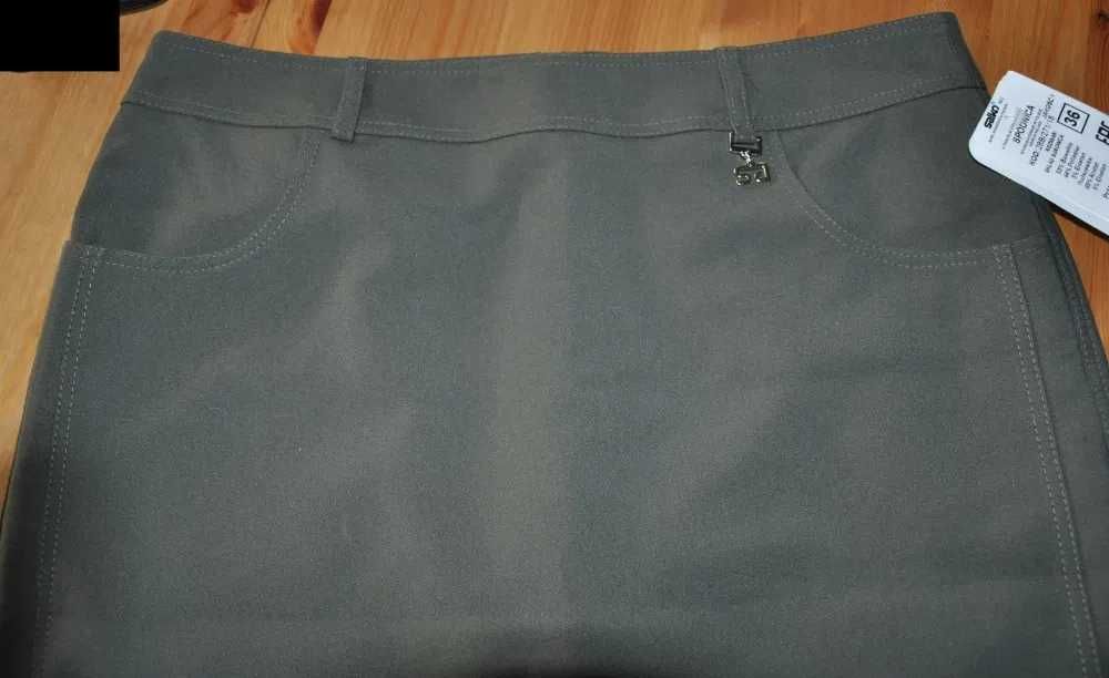 NOWA spódnica Salko R.36 kolor khaki,ołówkowa spódniczka z kieszeniami