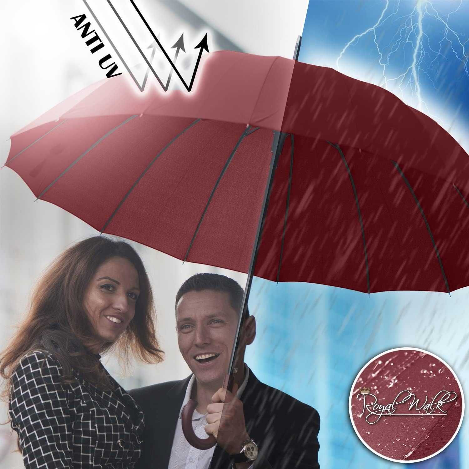 Royal Walk duży parasol dla 2 osób ciemnoczerwony USZKODZONY
