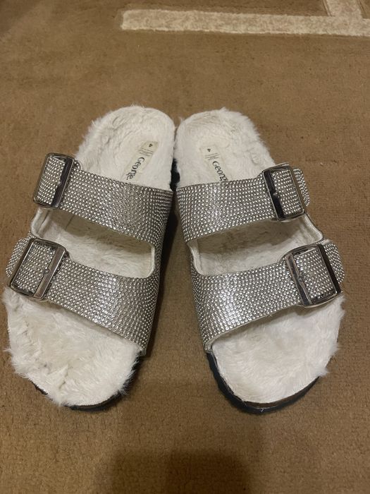 Шлепанцы с мехом стразы Birkenstock