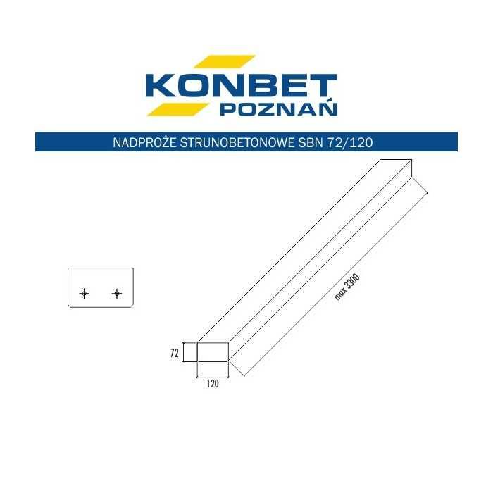 Nadporoże Strunobetonowe SBN 7,2x12x120 K - 37,00 zł / szt.