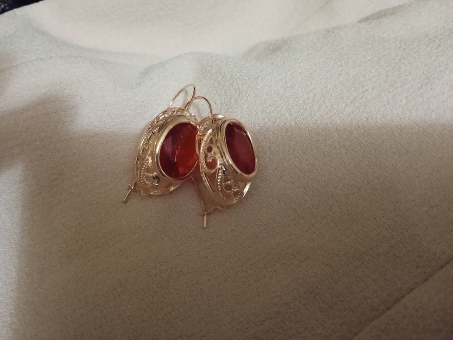 Серьги СССР с рубином