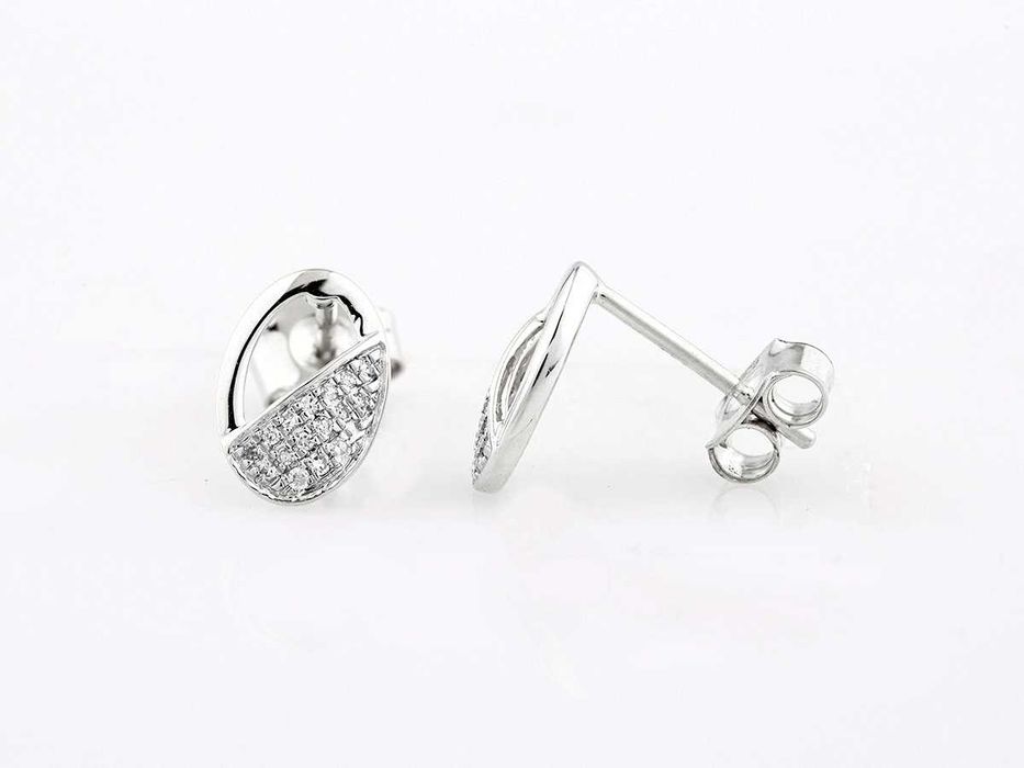 Brincos - 14 K Ouro branco - 0.07ct.  Diamante (Natural)