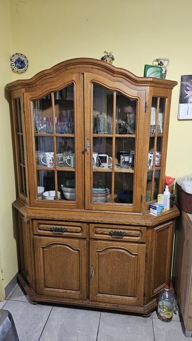 Holenderskie 3 kredensy kuchenne do salonu jadalni drewniane witryna