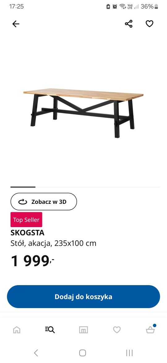 Stół IKEA Skogsta 235x100