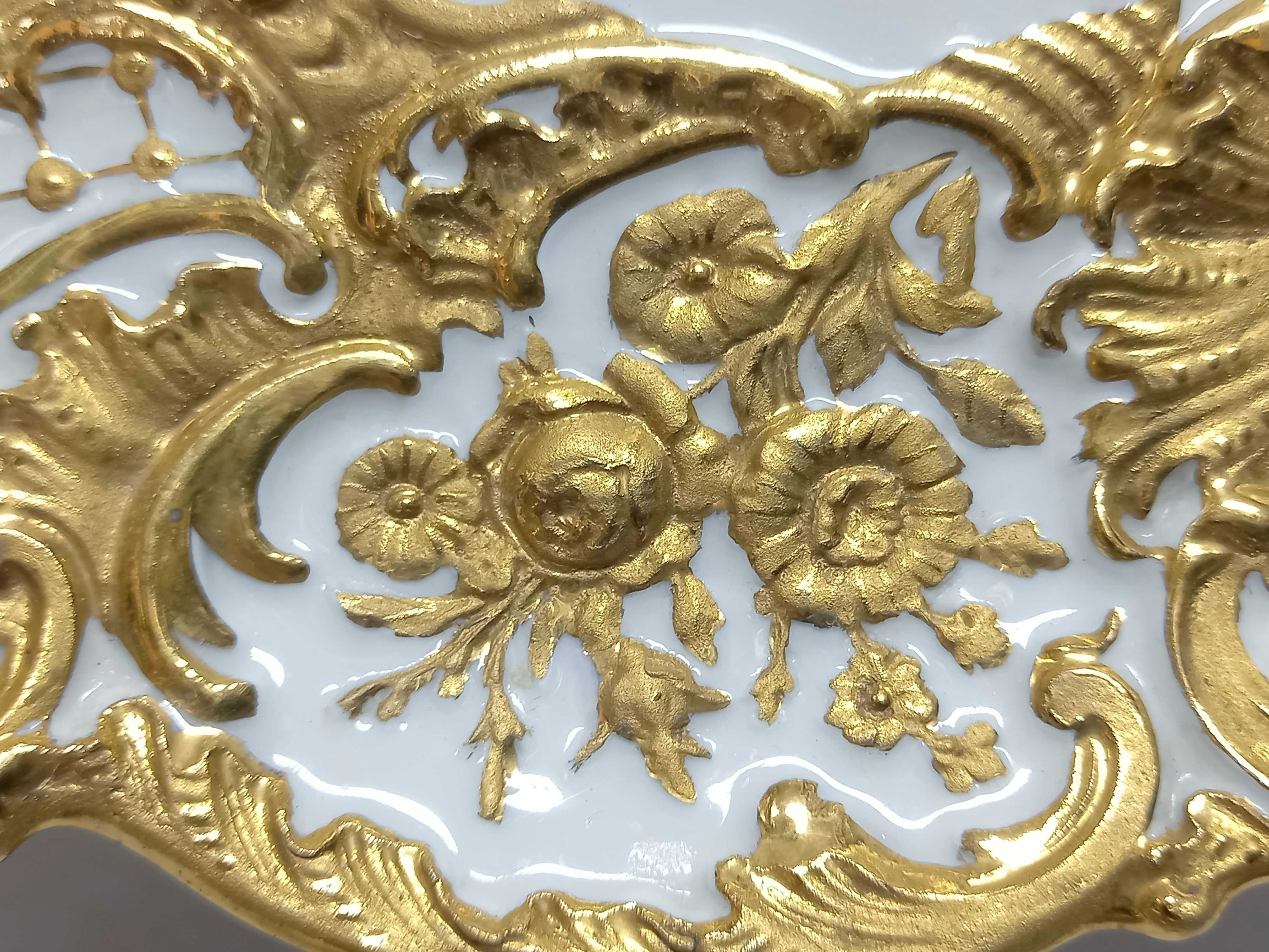 Złocona patera w owoce, Miśnia, Meissen, 29,5cm