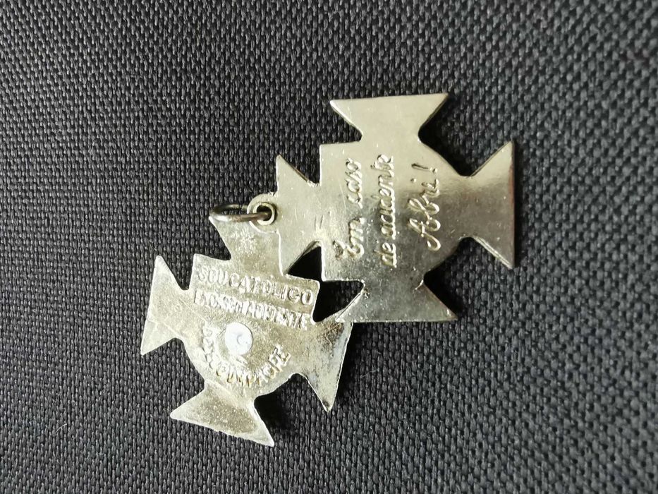 Medalha Religiosa Crusado com Imagem de Fatima - Peça antiga