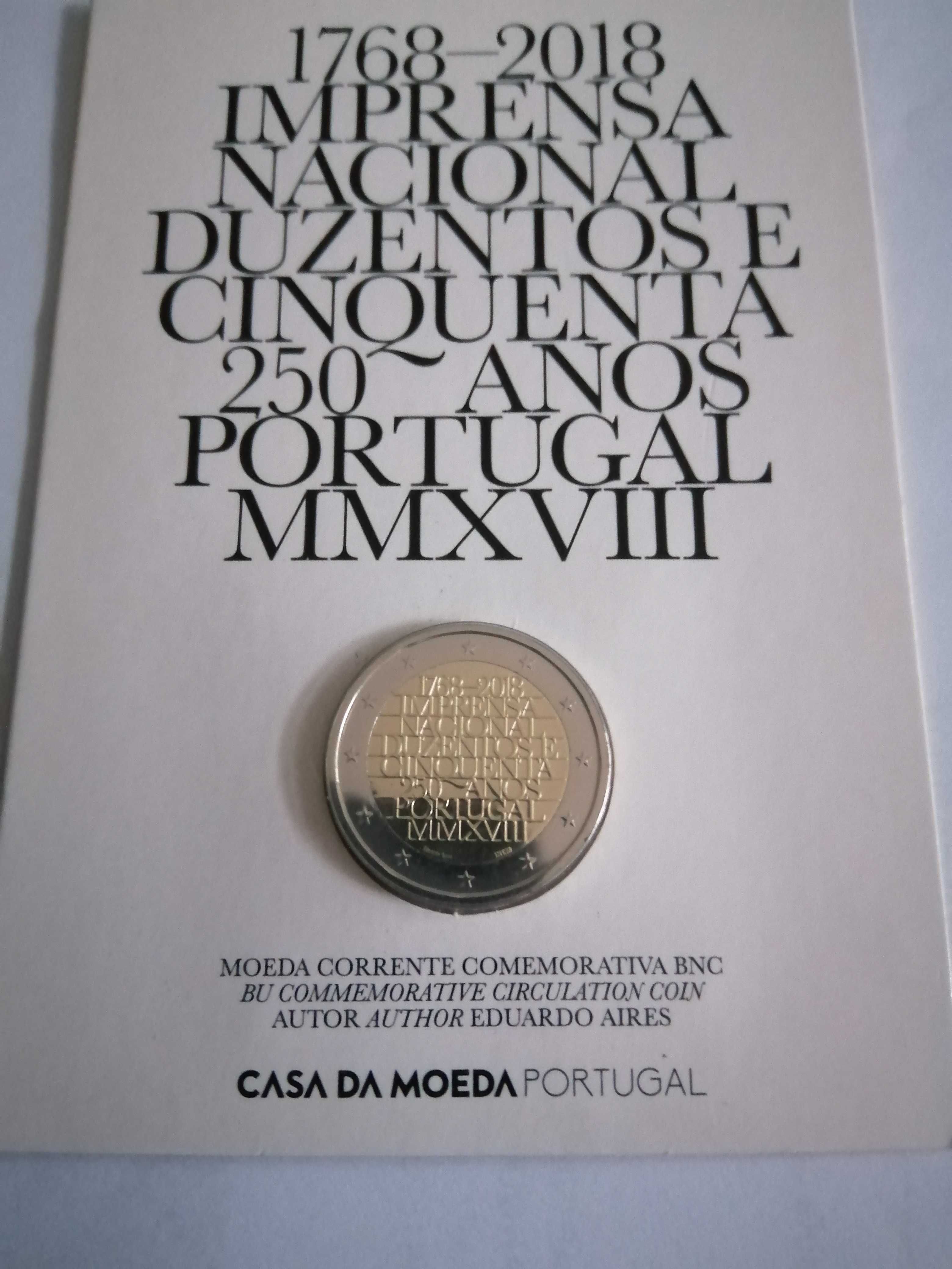 Moedas de 2 euros, uma prof dos 600 anos da Madeira. 1 bnc da incm.