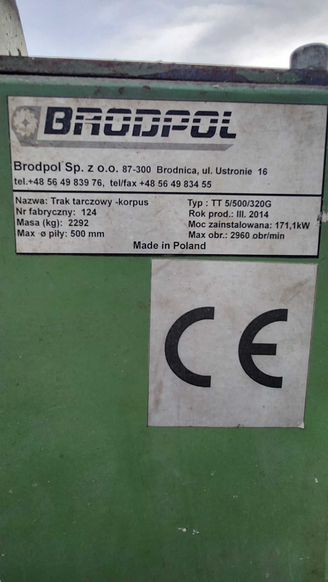 trak tarczowy brodpol  TT5/500/320G 2014r linia przetarcia drewna