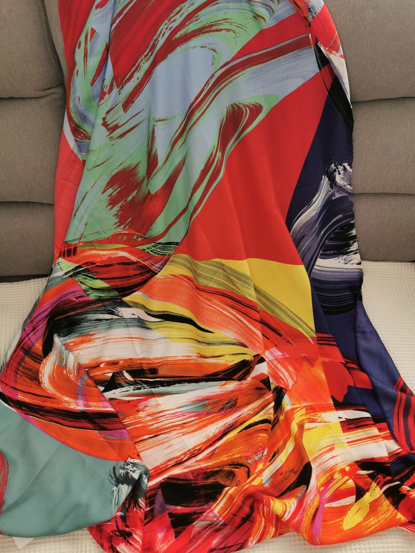Desigual długi szal chusta kolorowa jak obraz malowana multicolored