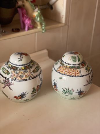 conjunto de 2 potes chineses em porcelana