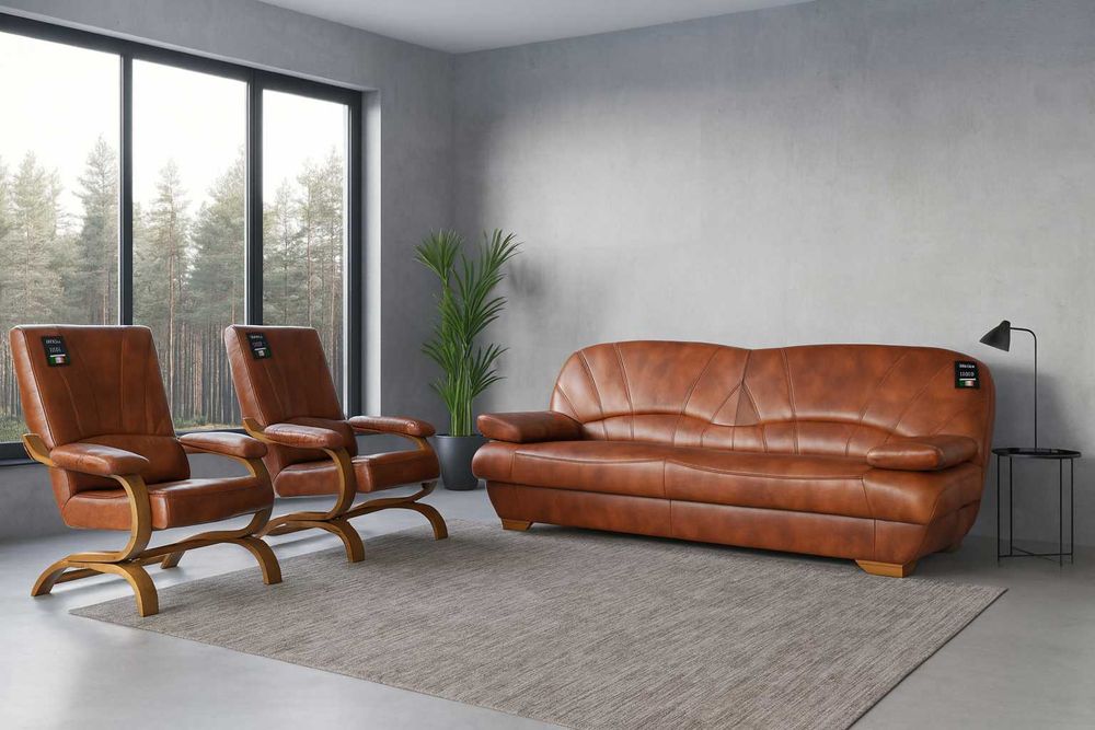 Zestaw wypoczynkowy GALA skóra 100% naturalna - dostępny OD RĘKI!