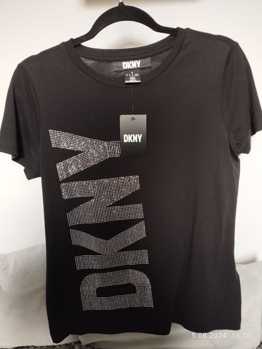 Bluzka Koszulka t-shirt DKNY damska orginalna czarny r. S / M
