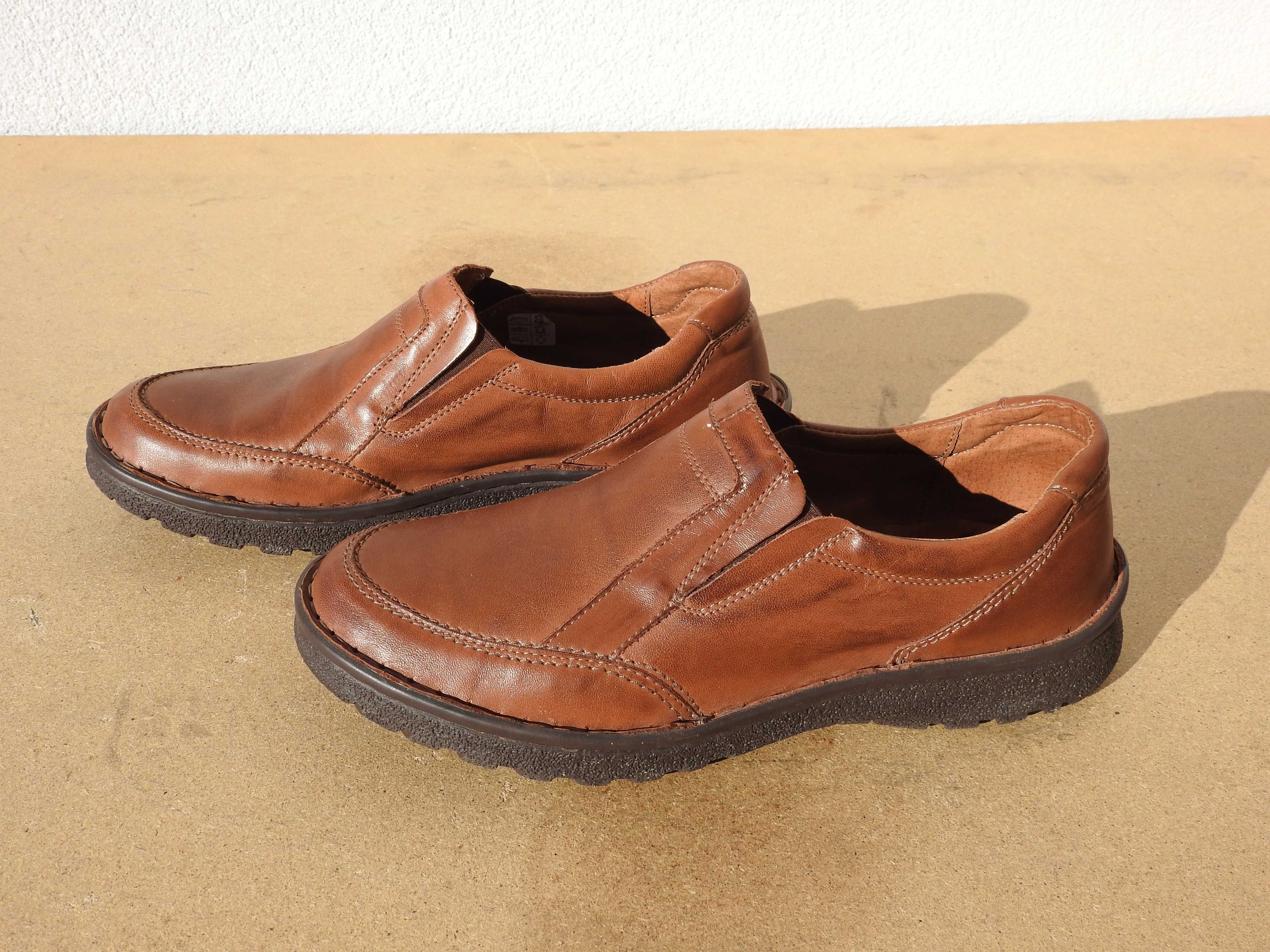 Buty skórzane Łukbut, kolor brązowy, rozmiar 40, mokasyny