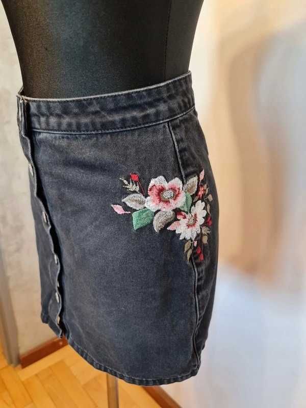 1215 Haftowana mini Denim&Co rozmiar S