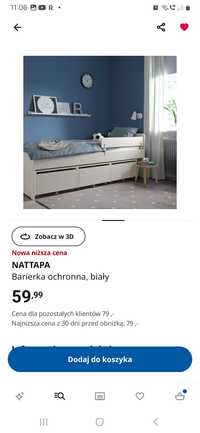 Barierka ochronna do łóżka Nattapa, Ikea