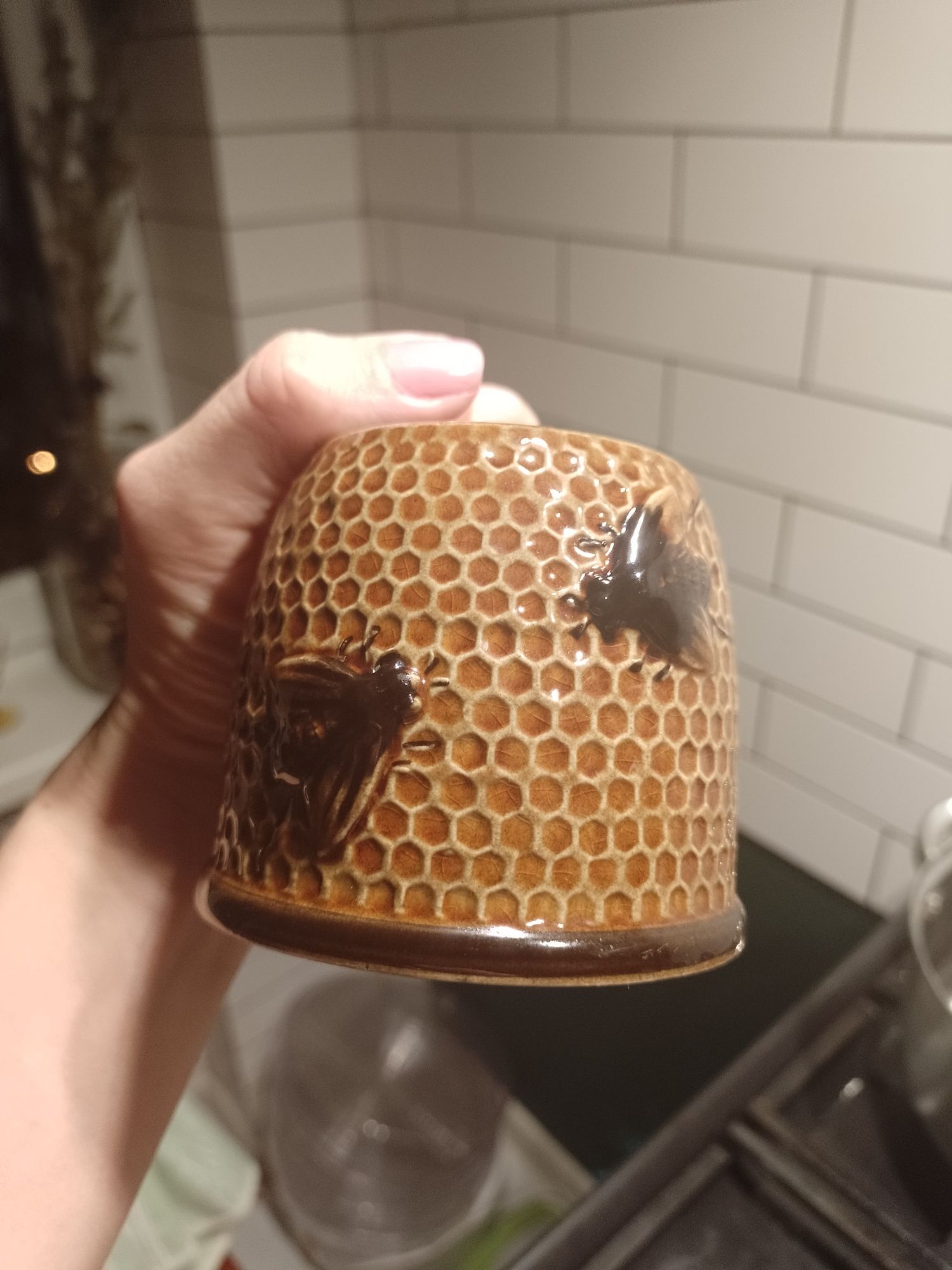 Ceramiczny pojemnik na miód pszczoły plaster miodu