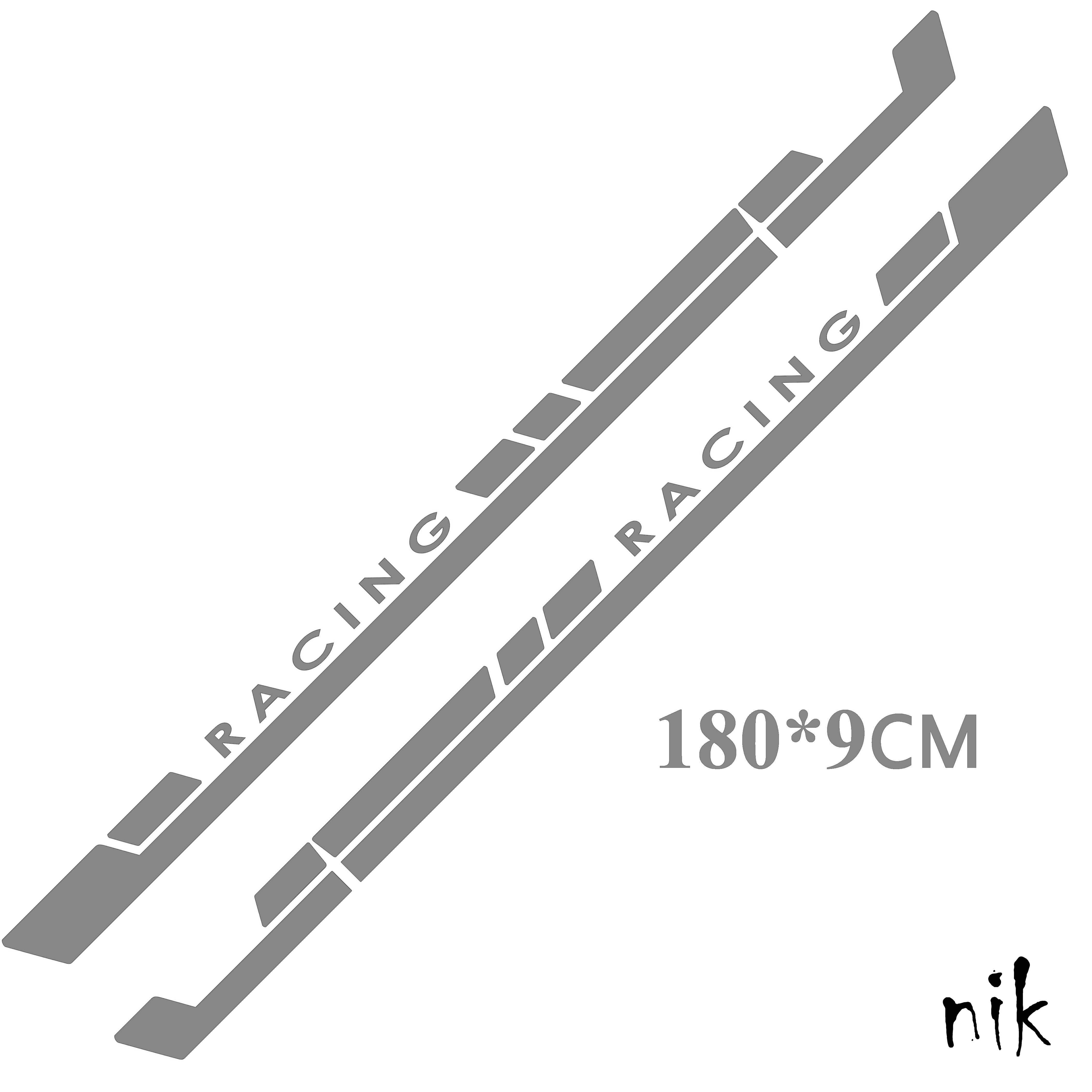 Наклейка на авто/машину дверей 2 смужки 180*9см Racing, тюнінг