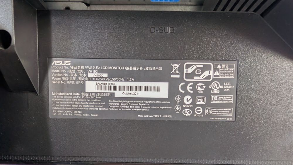 Ecrã ASUS de 19 polegadas como novo